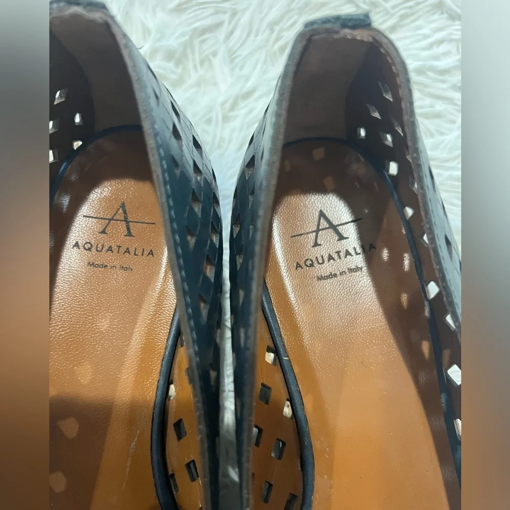 Aquatalia Blue Perforated Leather Loafers - Size 6